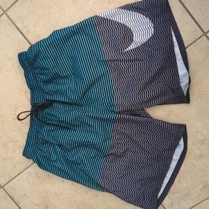 Nike Men's Striped Swim Shorts Trunks Blue Grey - Size XXL